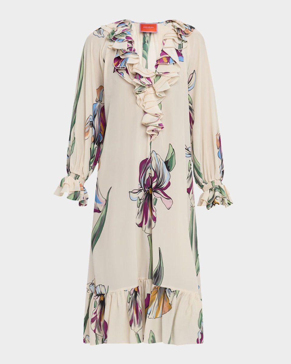 Hey Jude Floral Ruffle Long-Sleeve Midi Dress